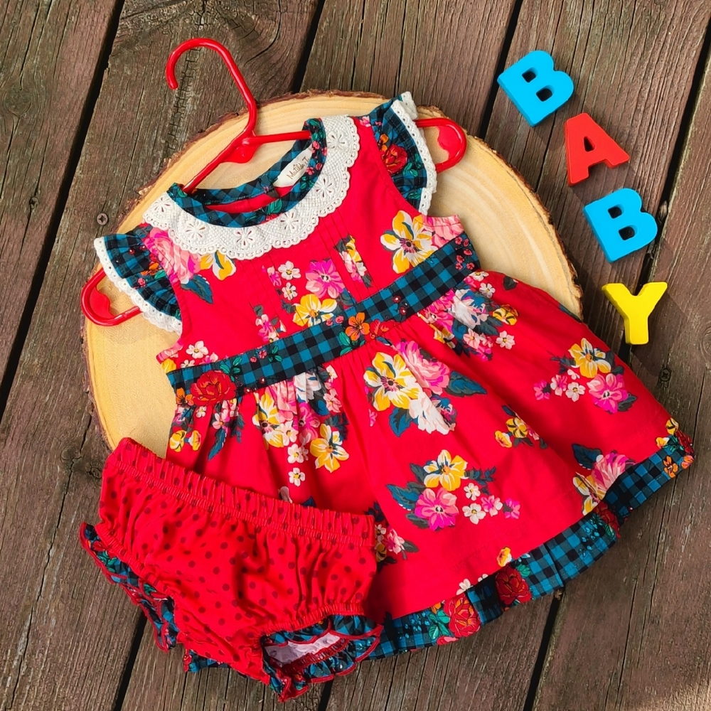 Matilda Jane Red Sugar Plum Baby Girl 2pc Dress 3-6Months